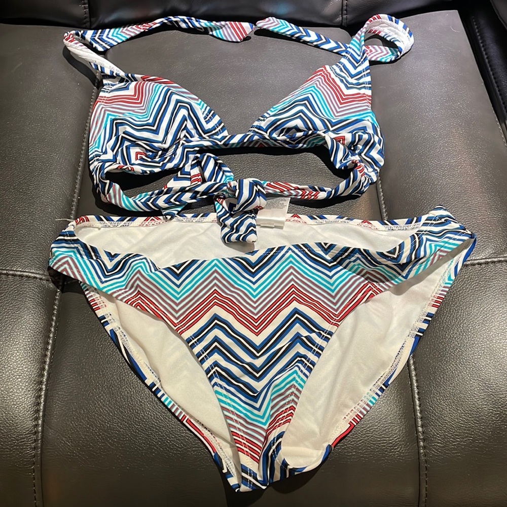 Old navy blue and red triangle bikini set